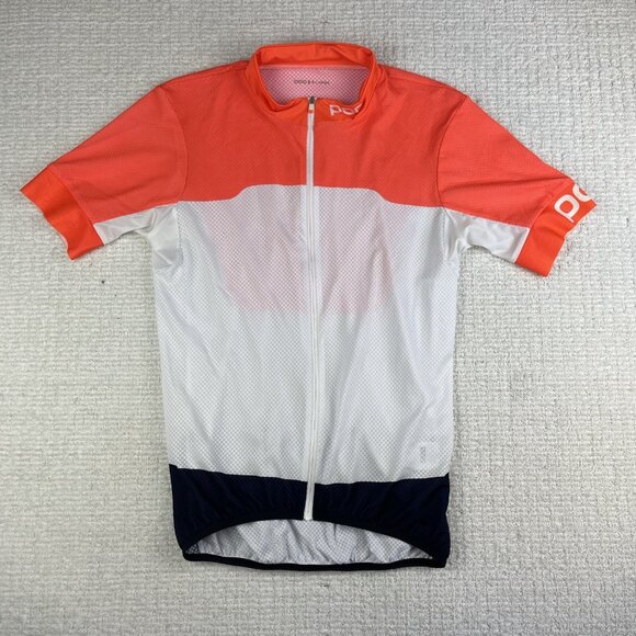 POC AVIP Cycling Jersey Women XL Orange & White Bike Jersey Back Pockets (Read) - Picture 1 of 16